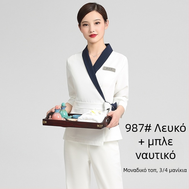 Unisex στολή για σαλόνι ομορφιάς, μεσαίου μήκους μανίκια, Chenille ύφασμα, 50–70% ελαστάν, παντελόνια 5/4, γούνινος γιακά