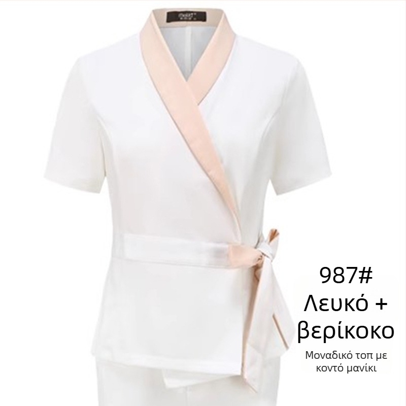 Unisex στολή για σαλόνι ομορφιάς, μεσαίου μήκους μανίκια, Chenille ύφασμα, 50–70% ελαστάν, παντελόνια 5/4, γούνινος γιακά