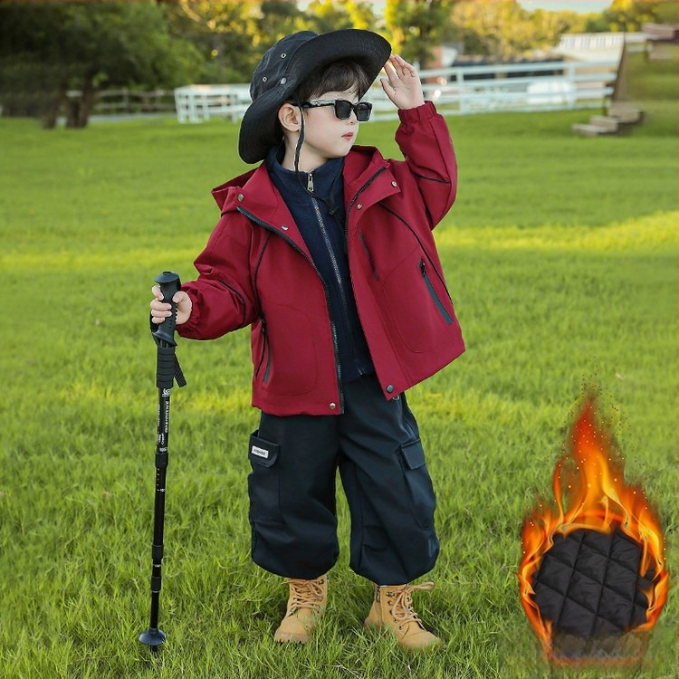 Παιδικό χειμερινό μπουφάν 3-σε-1 για αγόρια, με βαμβακερή επένδυση, κουκούλα με αποσπώμενο επενδύτη, 100% πολυεστέρας, απομακρύνει την υγρασία, για 7–12 ετών