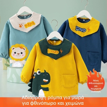 Αδιάβροχο Corduroy βρεφικό ποδιά-smock για αγόρια, σχέδιο καρτούν, πολυεστέρας, για ηλικίες 1-3 ετών