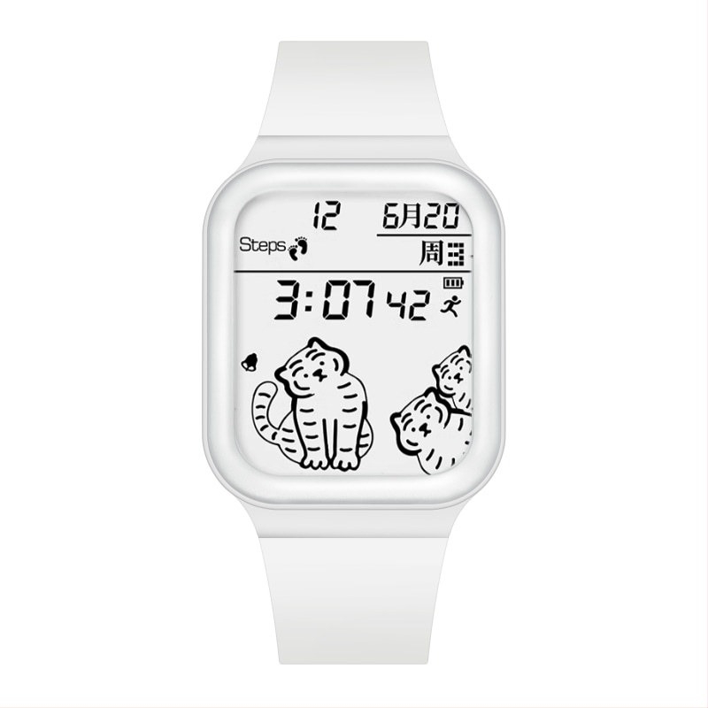 Έξυπνο ρολόι μαθητή – τετράγωνη κατασκευή, λουράκι σιλικόνης, ηλεκτρονικός μηχανισμός, αντοχή σε νερό 30 m