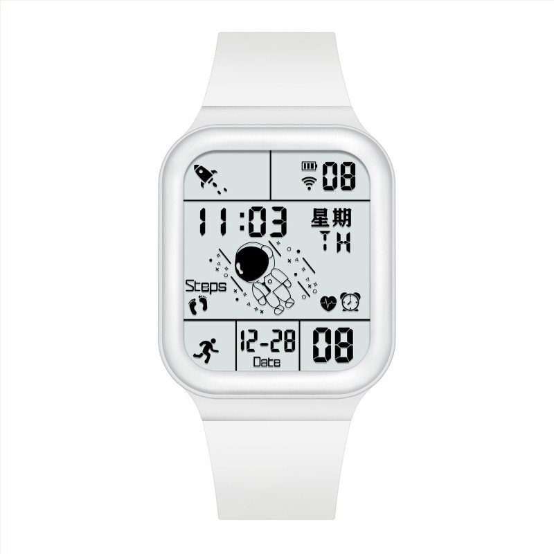 Έξυπνο ρολόι μαθητή – τετράγωνη κατασκευή, λουράκι σιλικόνης, ηλεκτρονικός μηχανισμός, αντοχή σε νερό 30 m