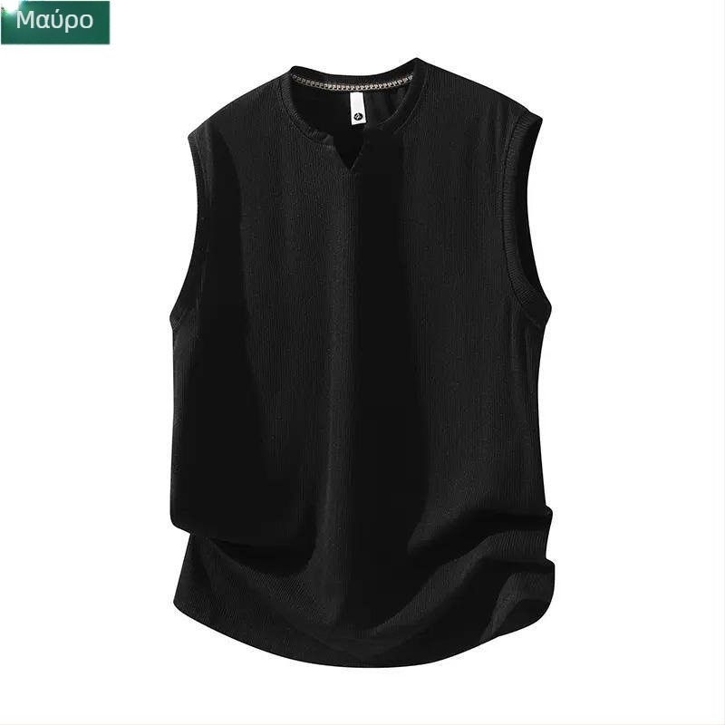 Χωρίς μανίκια T-shirt από πολυεστέρα 100%, άνετη γραμμή, V-λαιμό, λεπτό ύφασμα, για καλοκαιρινά αθλήματα