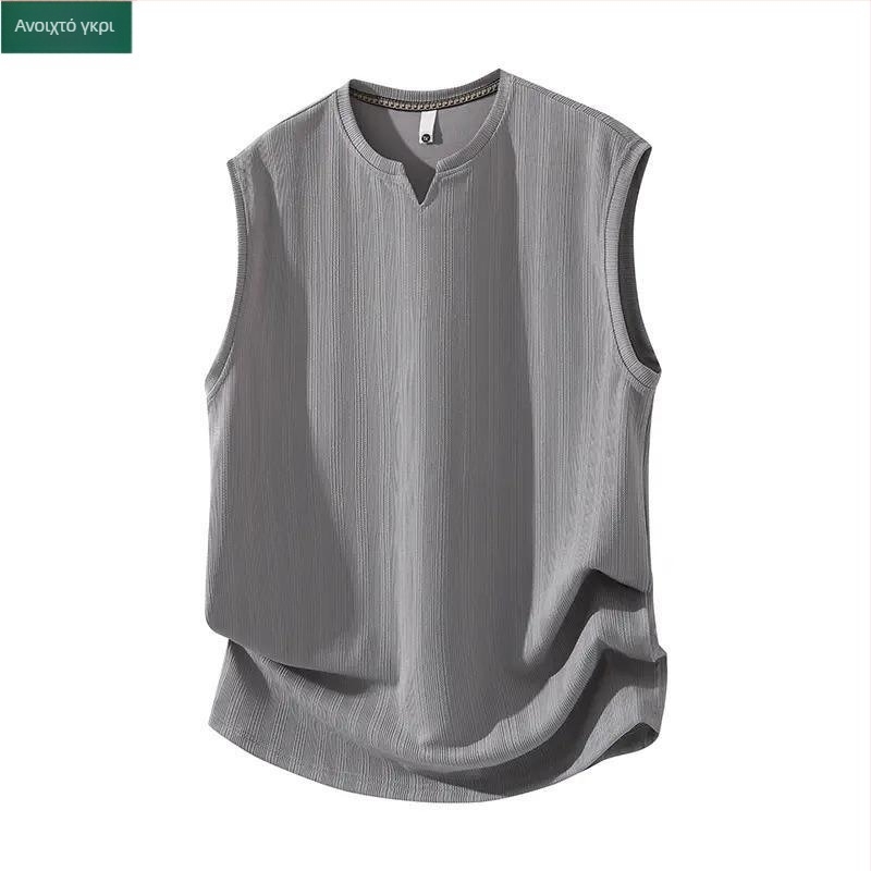 Χωρίς μανίκια T-shirt από πολυεστέρα 100%, άνετη γραμμή, V-λαιμό, λεπτό ύφασμα, για καλοκαιρινά αθλήματα