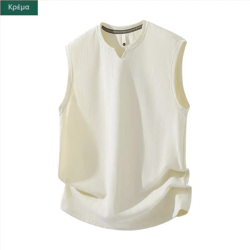 Χωρίς μανίκια T-shirt από πολυεστέρα 100%, άνετη γραμμή, V-λαιμό, λεπτό ύφασμα, για καλοκαιρινά αθλήματα