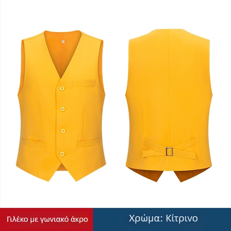 Γιλέκο προσωπικού αίθουσας μπιλιάρδου με εκτυπωμένο λογότυπο, μονότεμπροστο, ύφασμα βαμβάκι-πολυεστέρα, τρισδιάστατες τσέπες