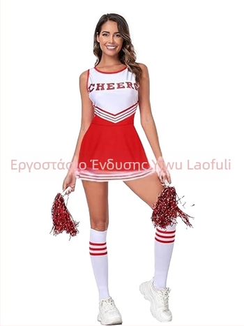 Κορίτσια: Σετ φούστα με θέμα Χάλογουίν Cheerleading για σχολικές μουσικές γιορτές στο campus (Πολυεστερές με ελαστικό ύφασμα, Μοτίβο 45576, κάτω των 17, Άνοιξη 2025)