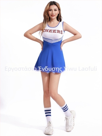 Κορίτσια: Σετ φούστα με θέμα Χάλογουίν Cheerleading για σχολικές μουσικές γιορτές στο campus (Πολυεστερές με ελαστικό ύφασμα, Μοτίβο 45576, κάτω των 17, Άνοιξη 2025)