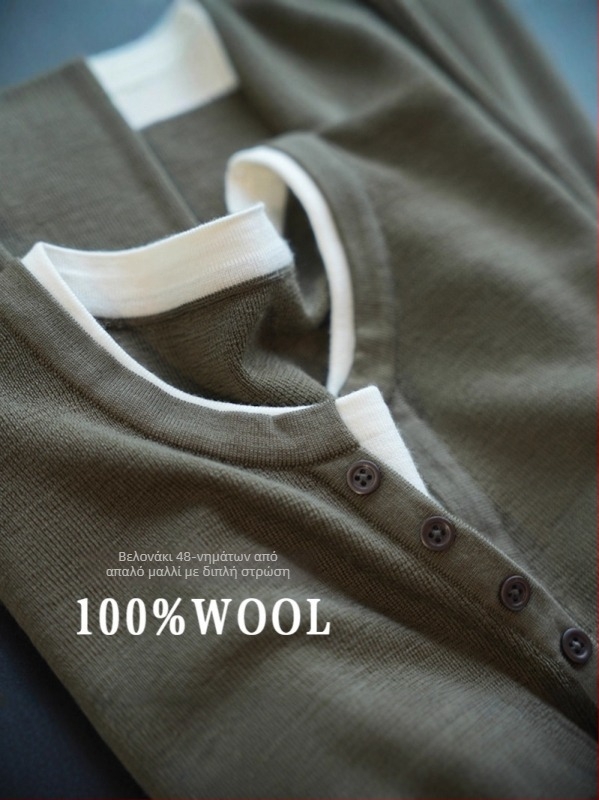 Γυναικείο μάλλινο πλεκτό πουλόβερ με μακριά μανίκια, σχέδιο σε χρωματική αρμονία, στρογγυλός λαιμός, ψεύτικος συνδυασμός δύο κομματιών