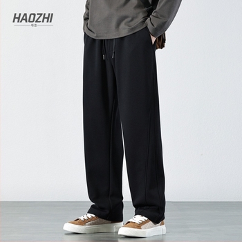 Ανδρικά φλις παντελόνια με επένδυση, χοντρά, ελαστική μέση, χαλαρή ίσια γραμμή, ίσιο κόψιμο, 75% βαμβάκι/25% πολυεστέρας, Φθινοπωρινή συλλογή 2024