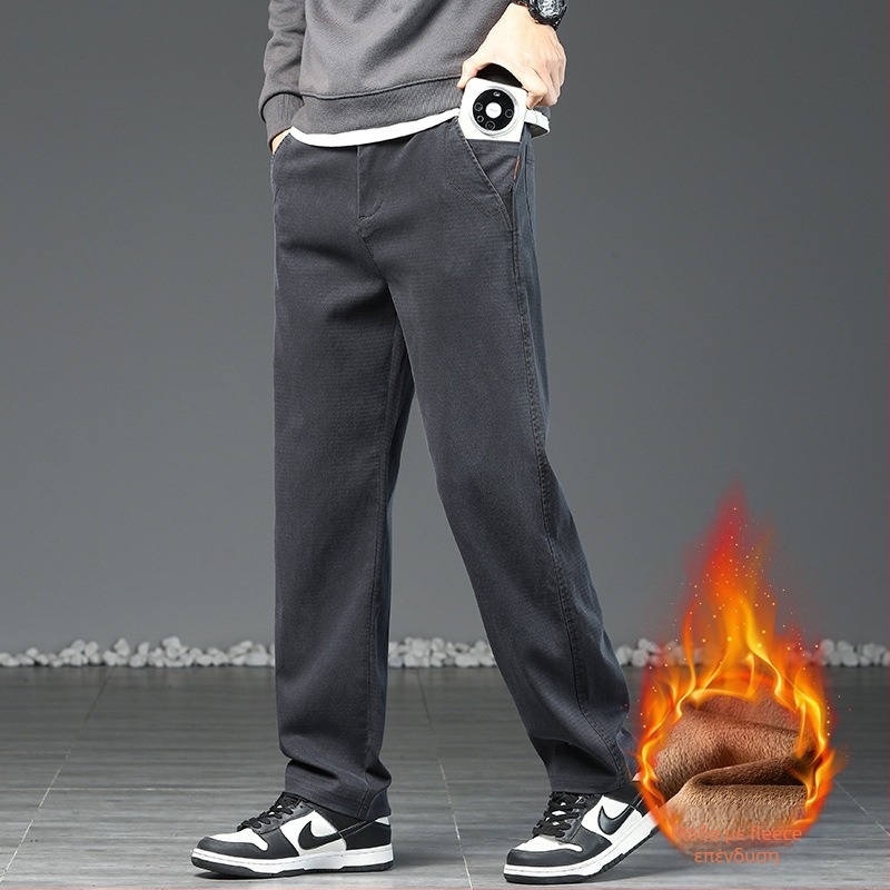 Ανδρικά παντελόνια με ίσιο κόψιμο, επενδυμένα με φλίς από Lyocell | μεσαία μέση, μικροελαστικότητα, χειμώνας 2025