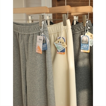 Casual scimitar παντελόνια, ψηλόμεσα, παχύ ύφασμα φούτερ, Spandex <30%, φθινόπωρο 2025