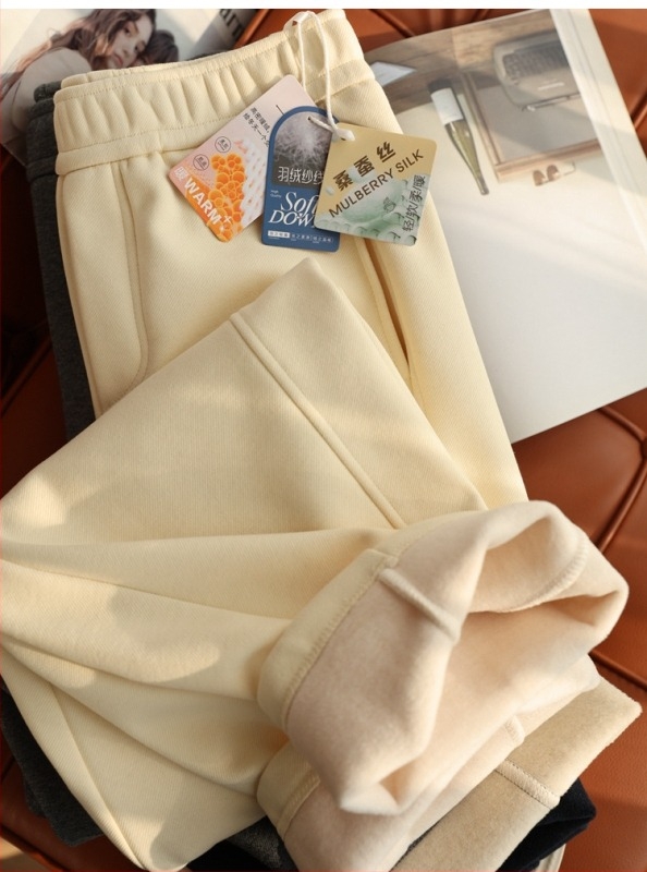 Casual scimitar παντελόνια, ψηλόμεσα, παχύ ύφασμα φούτερ, Spandex <30%, φθινόπωρο 2025