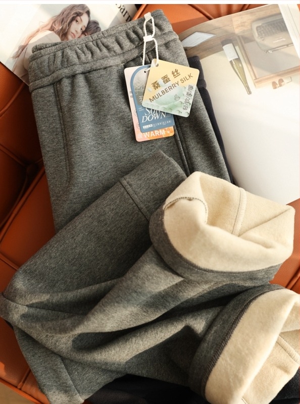 Casual scimitar παντελόνια, ψηλόμεσα, παχύ ύφασμα φούτερ, Spandex <30%, φθινόπωρο 2025