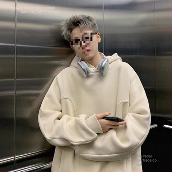 Ανδρικό φλις με κουκούλα, ύφασμα γούνας κουνελιού, επένδυση από βαμβάκι, 300 g/m², χαλαρή γραμμή