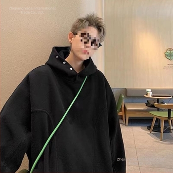 Ανδρικό φλις με κουκούλα, ύφασμα γούνας κουνελιού, επένδυση από βαμβάκι, 300 g/m², χαλαρή γραμμή