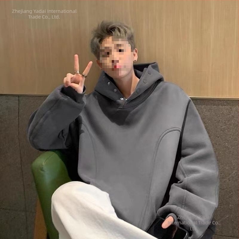 Ανδρικό φλις με κουκούλα, ύφασμα γούνας κουνελιού, επένδυση από βαμβάκι, 300 g/m², χαλαρή γραμμή