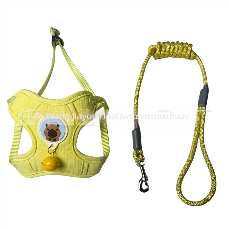 Λουρί σκύλου με θήκη στήθους, ύφασμα, κουδουνάκι από δέρμα ελαφιού