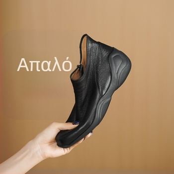 Γυναικείες μπότες από δέρμα προβάτου, κοντές, με στρογγυλό δάχτυλο, πλαϊνό φερμουάρ, χαμηλό χοντρό τακούνι, καουτσούκ σόλα