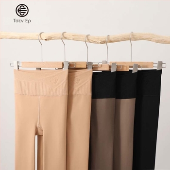 Γυναικεία καλσόν με υψηλή μέση, γυαλιστερό φινίρισμα, ανύψωση γλουτών, αντιτριβική ναϊλόν ύλη, μονόχρωμο σχέδιο, παχύ υλικό