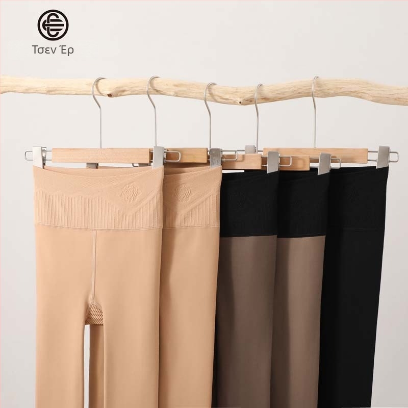 Γυναικεία καλσόν με υψηλή μέση, γυαλιστερό φινίρισμα, ανύψωση γλουτών, αντιτριβική ναϊλόν ύλη, μονόχρωμο σχέδιο, παχύ υλικό