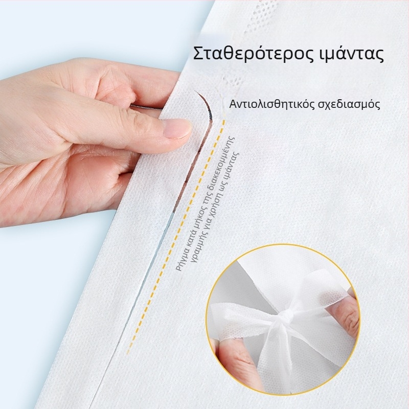 Σετ σεντονιών μιας χρήσης: σεντόνι, παπλωματοθήκη και μαξιλαροθήκες – τετρά ή τριών τεμαχίων; υλικό: SSMMS μη υφαντό; φορητό για ταξίδια.