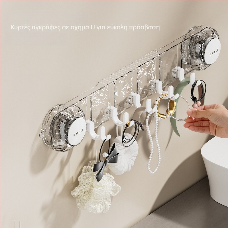 PET Άγκιστρο με βεντούζα – χωρίς διάτρηση, ανθεκτικό για μπάνιο, τοίχο με περιστρεφόμενη βεντούζα και σειρά πολλαπλών αγκιστρών (5–10 κιλά)