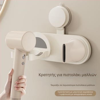 Θήκη στεγνωτήρα μαλλιών με βεντούζα, τοίχο-μοντάρισμα, διάτρητος σχεδιασμός, CE πιστοποίηση, κωδικός προϊόντος Pxx695738122989
