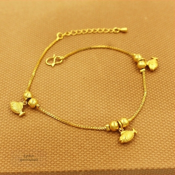 Απλή γυναικεία αλυσίδα αστραγάλου από κράμα, με καμπανάκι και μοτίβο χρυσόψαρο