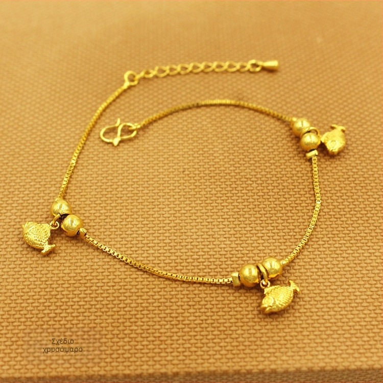 Απλή γυναικεία αλυσίδα αστραγάλου από κράμα, με καμπανάκι και μοτίβο χρυσόψαρο