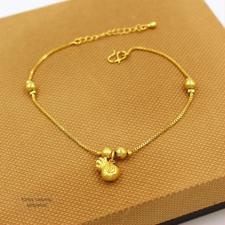 Απλή γυναικεία αλυσίδα αστραγάλου από κράμα, με καμπανάκι και μοτίβο χρυσόψαρο