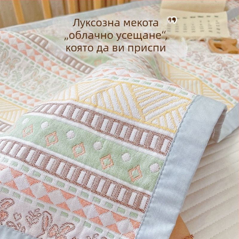 Βρεφικό καλοκαιρινό στρώμα από βαμβακερή γάζα, μαλακό, απορροφά τον ιδρώτα και αναπνέει. Για βρέφη 0–12 μηνών.
