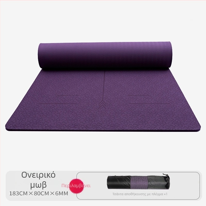 Στρώμα γιόγκα από TPE, 1200 g, 6 mm, μοτίβο γραμμής σώματος, κατάλληλο για γυμναστική και χορό