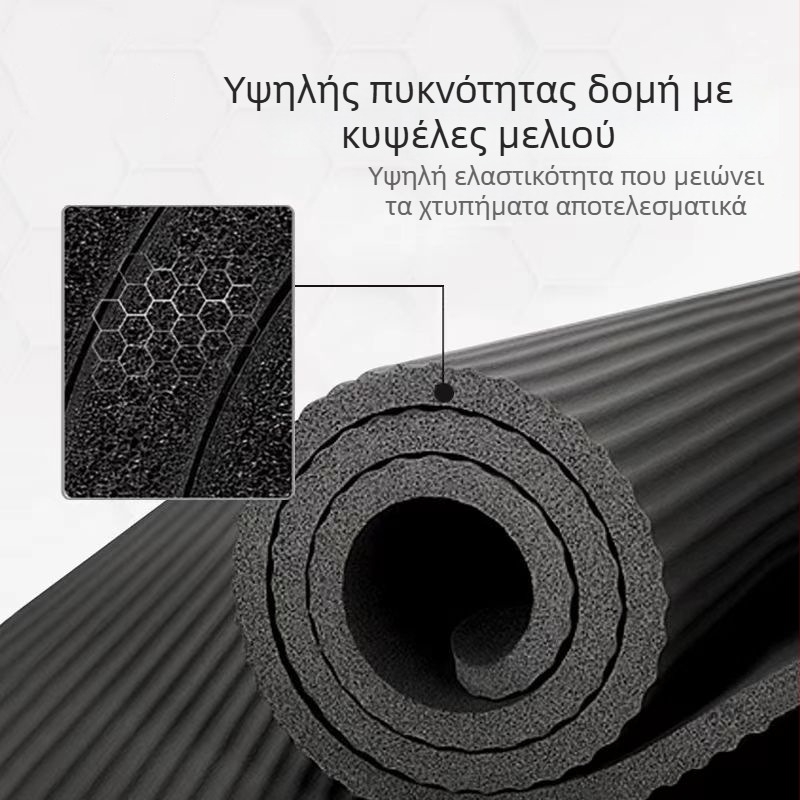 Στρώμα γιόγκα από καουτσούκ, αντιολισθητικό, απορροφά κραδασμούς, ηχομονωτικό για εσωτερικές αθλητικές δραστηριότητες, πάχος 8 mm