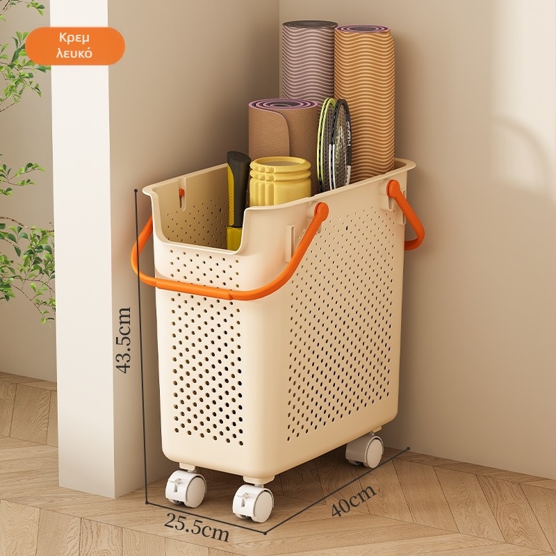 Καλάθι αποθήκευσης για στρώματα γιόγκα, εξοπλισμό γυμναστικής και μπαλάκια μπάντμιντον, λεπτός σχεδιασμός, υλικό PP, μοντέλο 5128, μοντέρνο μινιμαλιστικό στυλ