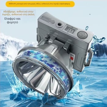 Φακός κεφαλής με διπλά LED, αδιάβροχος, 50W, μπαταρία 6000–10000 mAh, εμβέλεια έως 500 m