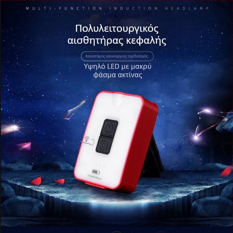 Φακός κεφαλής LED για κάμπινγκ με κλιπ για καπέλο, επαναφορτιζόμενος, αδιάβροχος, ακτίνα δέσμης 150 μ., αυτονομία 8–65 ωρών