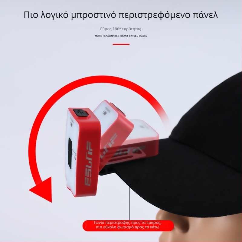 Φακός κεφαλής LED για κάμπινγκ με κλιπ για καπέλο, επαναφορτιζόμενος, αδιάβροχος, ακτίνα δέσμης 150 μ., αυτονομία 8–65 ωρών