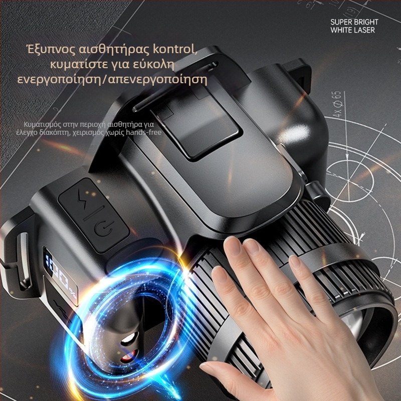 LED κεφαλοφακος U8 για υπαίθριες εξορμήσεις — επαναφορτιζόμενος, δέσμη 300 μ+, αυτονομία 6–7 ωρών