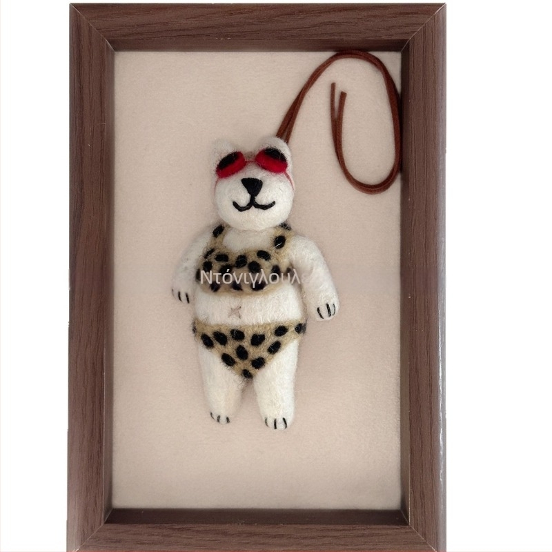 Χειροποίητο κρεμαστό από μαλλί φελτ με αρκουδάκι για τσάντες και αυτοκίνητα