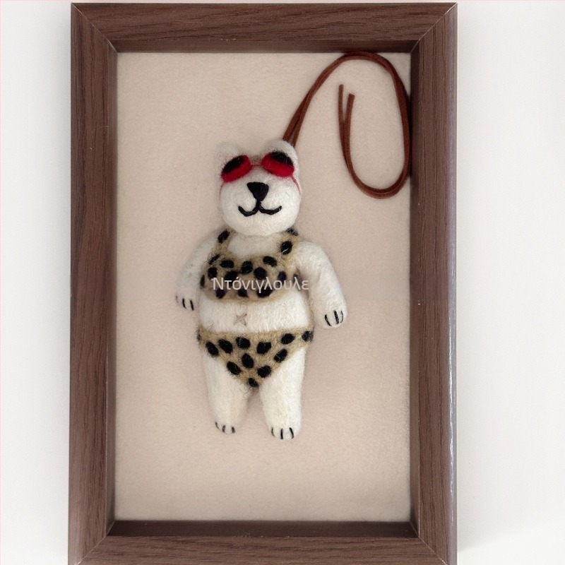 Χειροποίητο κρεμαστό από μαλλί φελτ με αρκουδάκι για τσάντες και αυτοκίνητα