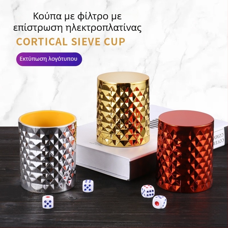 Σετ ζαριών (ABS πλαστικό + ηλεκτροεπάλειψη; στρογγυλεμένες γωνίες; λαμπερός διαμαντένιος σχεδιασμός; κουτί 100 τεμάχια)