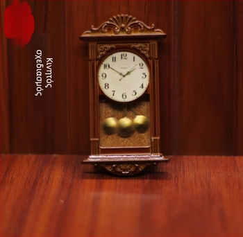 Αξεσουάρ κούκλας-σπιτιού – μεταλλικό ρολόι τοίχου ρωμαϊκού στυλ, κλίμακα 1:12, για ηλικίες 15–35 ετών, συσκευασία OPP