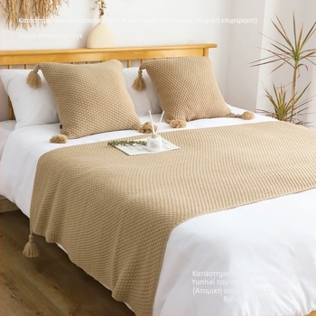 Ρετρό μεγάλο κάλυμμα κρεβατιού με φούντες, ίνες Lyocell, μοτίβο φυτών και λουλουδιών, ξενοδοχειακό στυλ