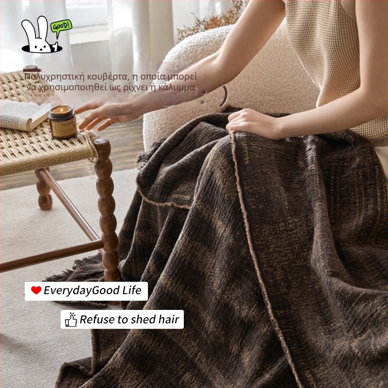 Βιντάζ υψηλής ποιότητας βαμβακερό ύφασμα γάζας με φούντες, ριγέ σχέδιο, ρετρό στυλ, 1.1–1.5 kg, αντίδραση βαφής, κατάλληλο για άνοιξη και φθινόπωρο