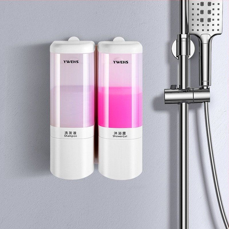 Τοίχο-μονταριστός δοσομετρητής χωρίς τρύπες για σαμπουάν, αφρόλουτρο, υγρό πλυσίματος πιάτων και αντισηπτικό χεριών — CE πιστοποιημένο