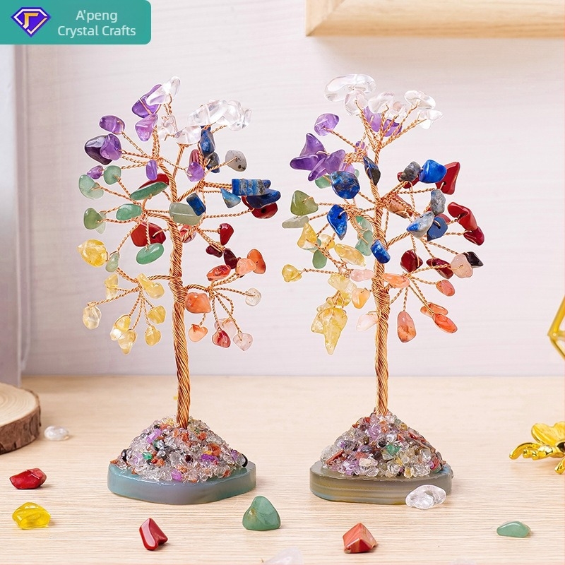 Δέντρο κρυστάλλου για οικιακή διακόσμηση - Φυσικό κρύσταλλο με βάση από αχάτη, μοντέρνο μινιμαλιστικό στυλ, ατομική συσκευασία