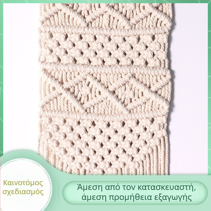 Ταπετσαρία τοίχου κρεμαστή, χειροποίητη υφαντή από βαμβακερό νήμα, ορθογώνιο σχήμα, φλοράλ μοτίβο