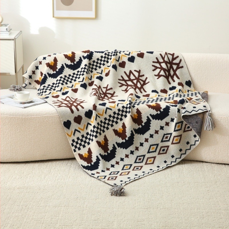 Νορδικός βαμβακο-πολυεστερική κουβέρτα με γεωμετρικό μοτίβο, βάρος 1500–1999 g, κατάλληλη για όλες τις εποχές, ποιότητα πρώτης κατηγορίας