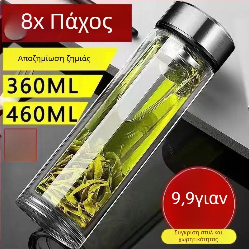 Γυάλινο φλυτζάνι τσαγιού από μποροσιλικό υψηλής αντοχής, μονόστρωτο, στρογγύλο, μηχανισμός ανοίγματος-κλεισίματος με ένα πάτημα, μονόχρωμο σχέδιο